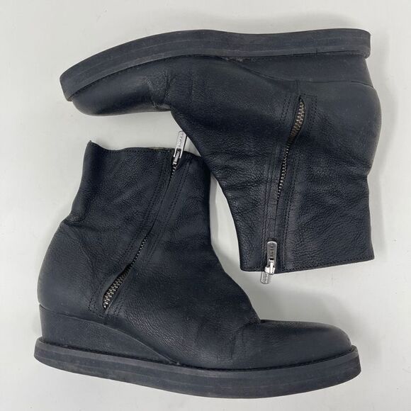 Dkode Womens Shoes Ankle Mid Heel Boots Zippers Pointed Toe Leather Black EU 36 - Picture 4 of 10